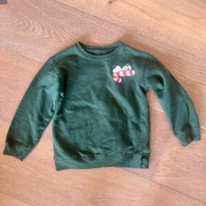 Peanuts Green Kids Comfy Sweatshirt Snoopy on Candy Cane - kids size M (7/8)